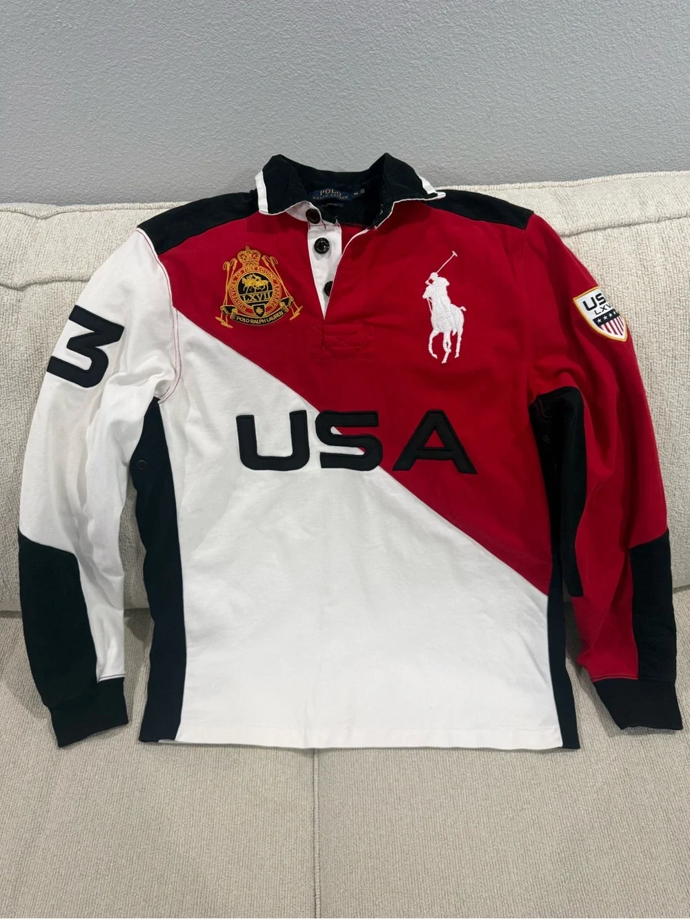 Polo Ralph Lauren Olympics Team USA Embroidered Rugby Polo Shirt Size M